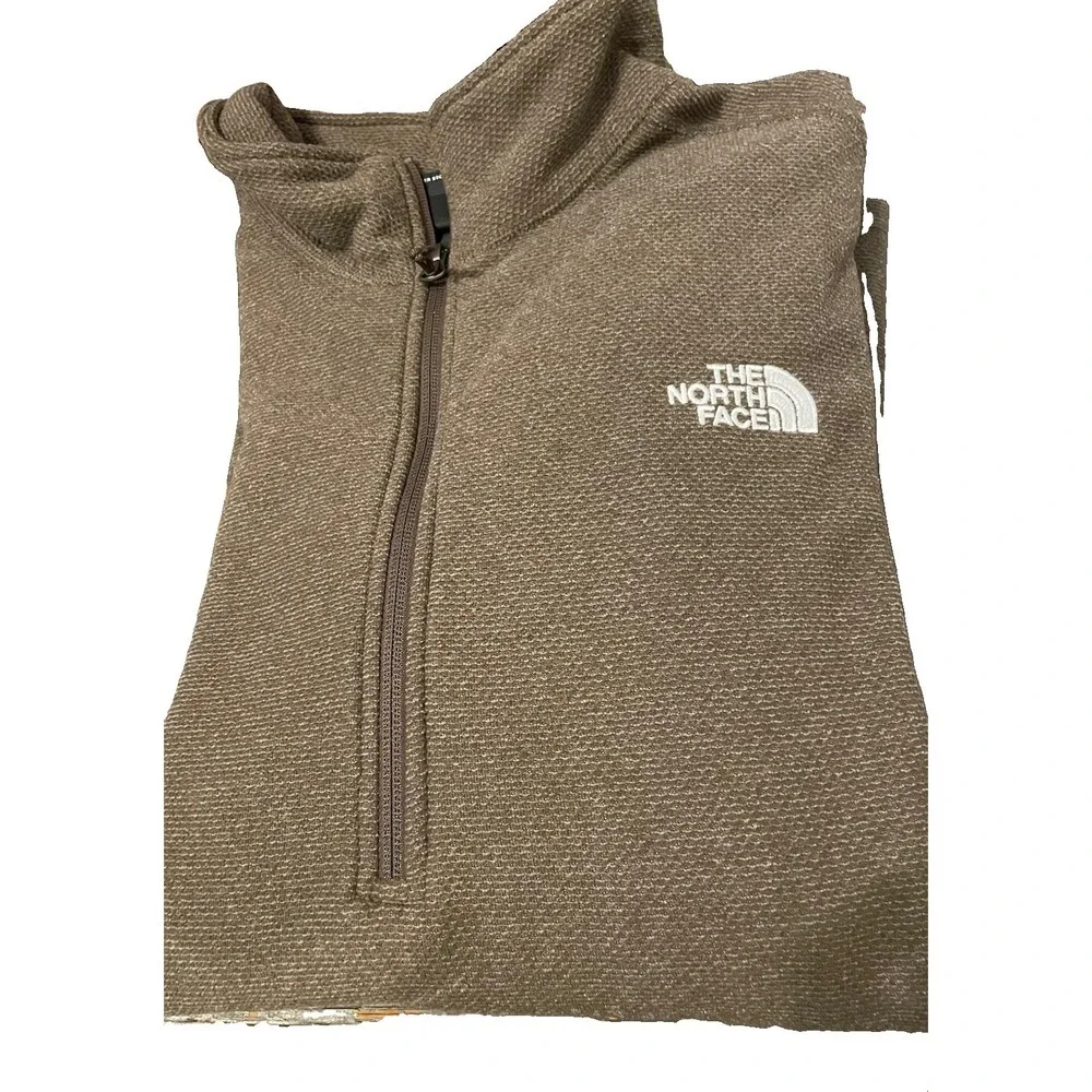 The North Face Men's Xxl Brown Textured Grid Fleece 1/4 Zip Pullover Jacket